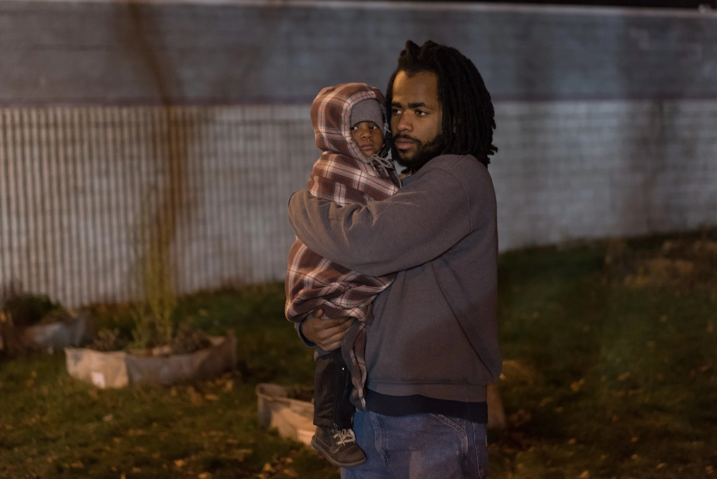 Frank Littleton and his nephew. Minneapolis 4th precinct. November 19, 2015. For Minnesota Public Radio