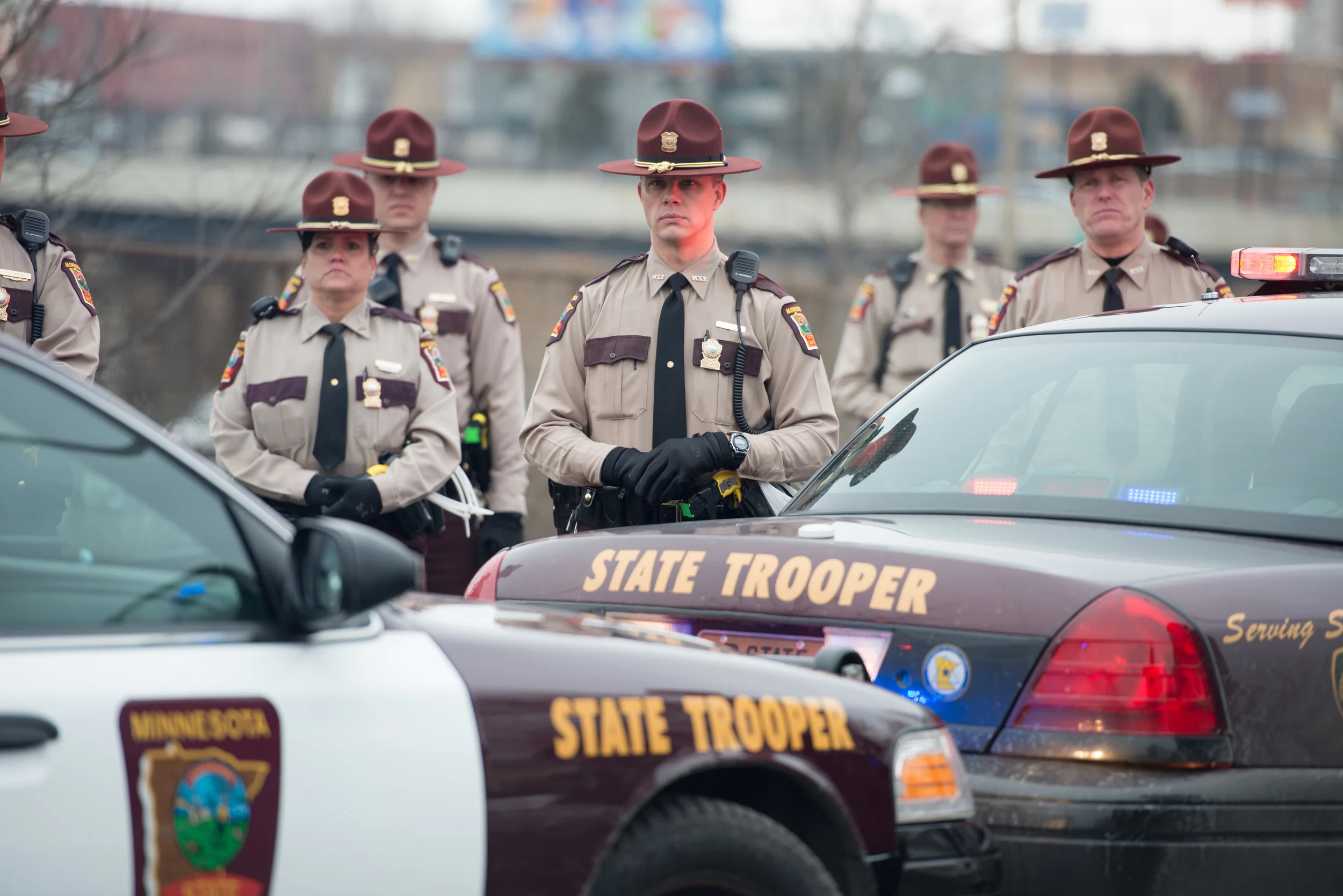 Minnesota State Patrol Troopers. #reclaimMLK march. January, 2015. For Minnesota Public Radio.
