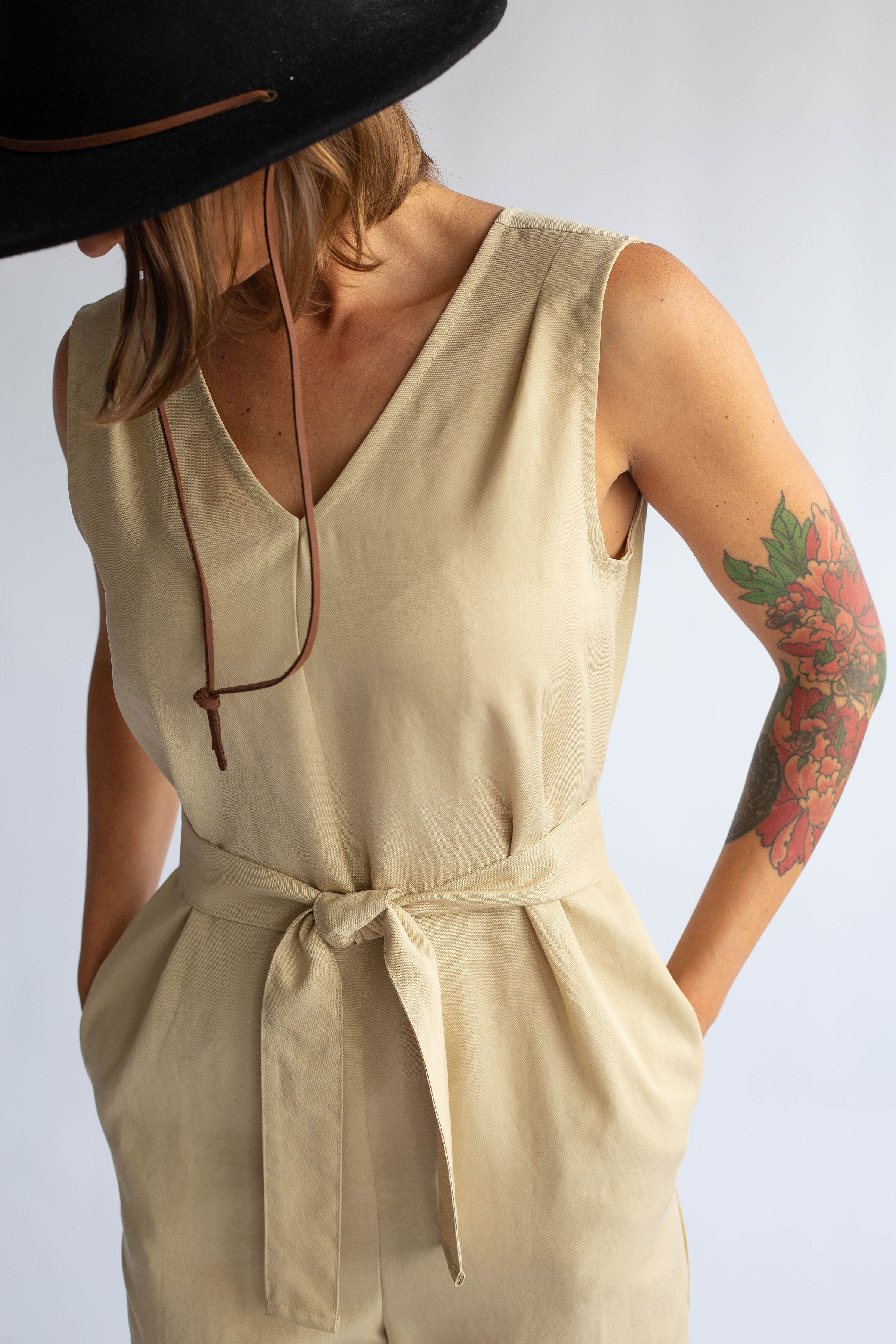 almond odette jumpsuit || korinne vader