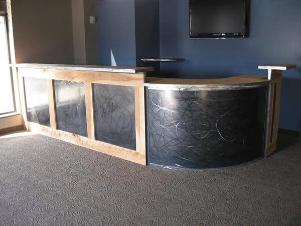 Metal and wood reception desk