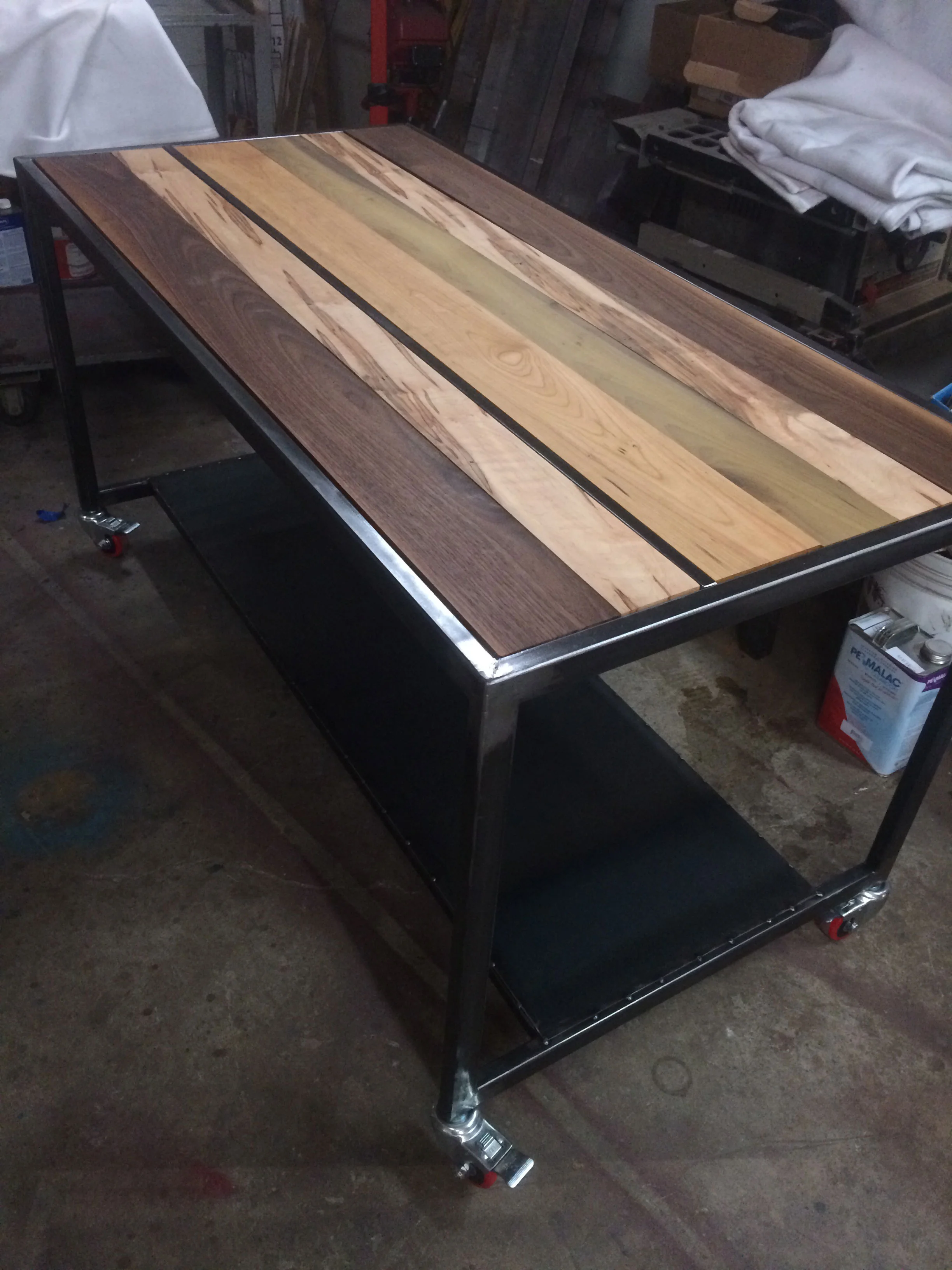 Custom metal and wood table