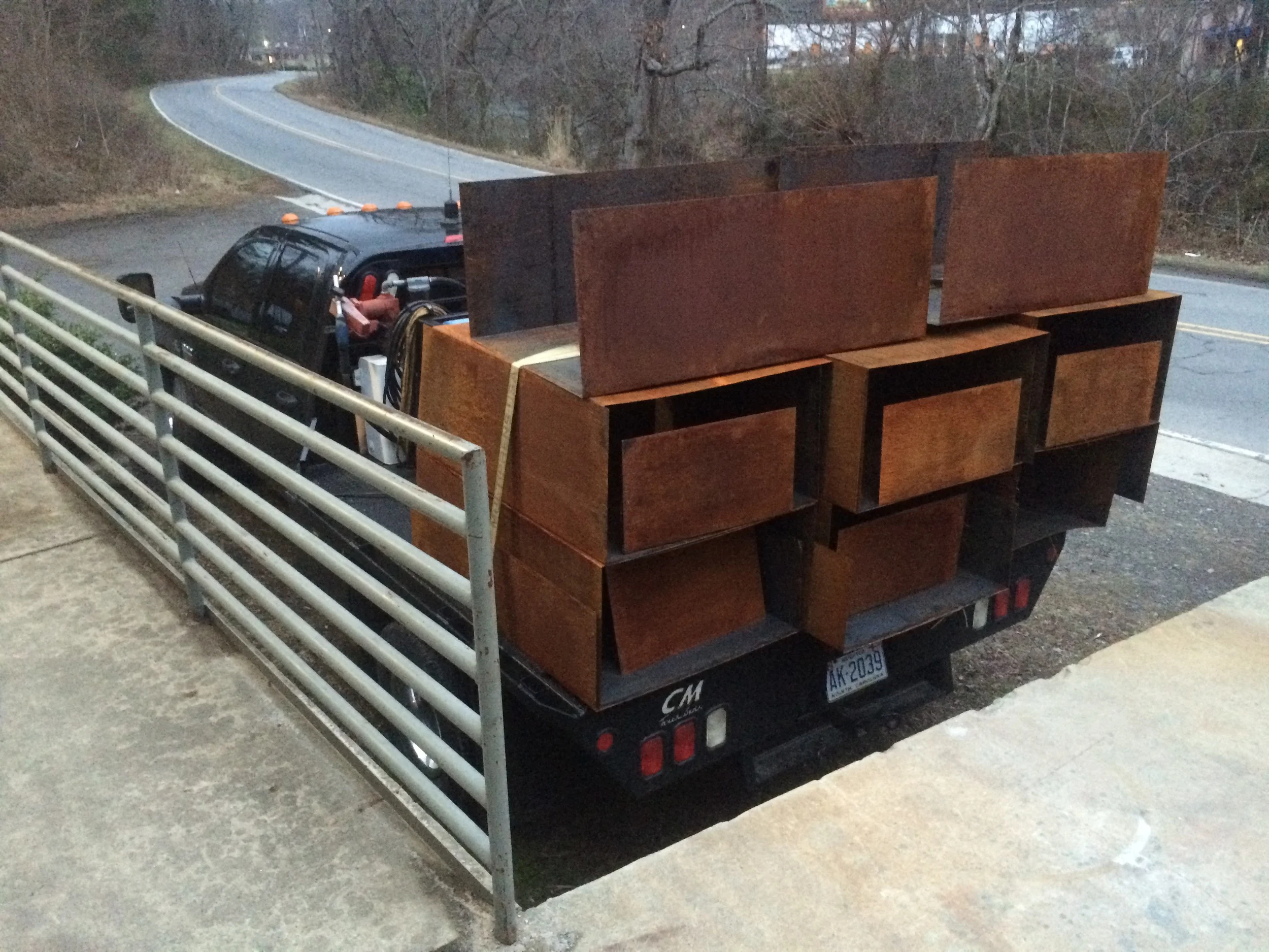 Patinad steel panels 