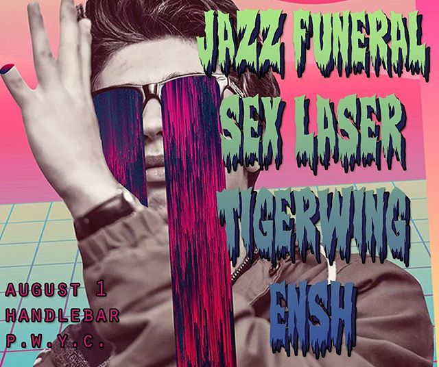 Hey folks! Playing a show at @handlebar_to with @jazz.funeral @sarahtigerwing  and @sexlaser 🧡🧡🧡. I have a great feeling about this one!!