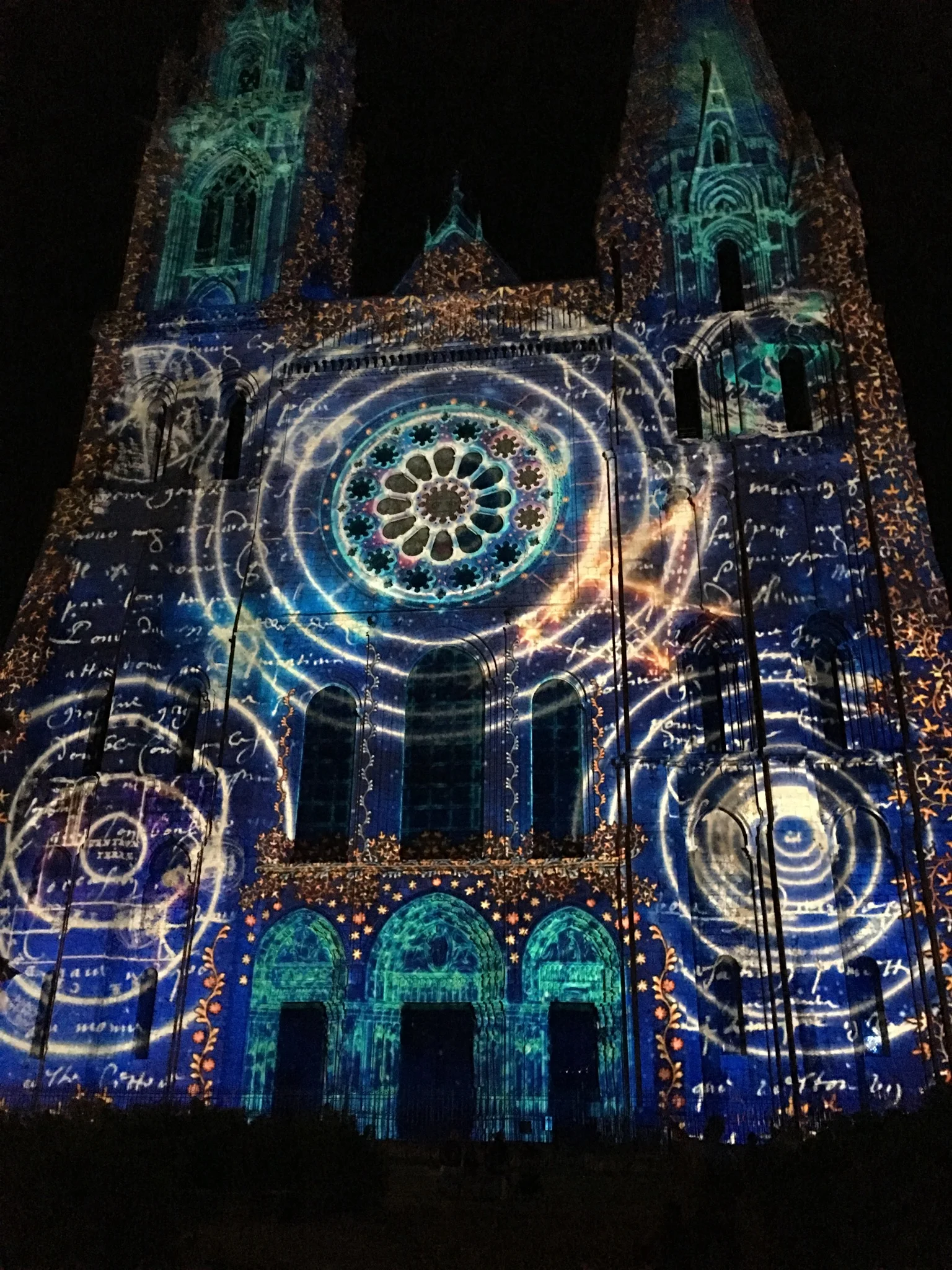 Illuminations on the front of Chartres Cathedral