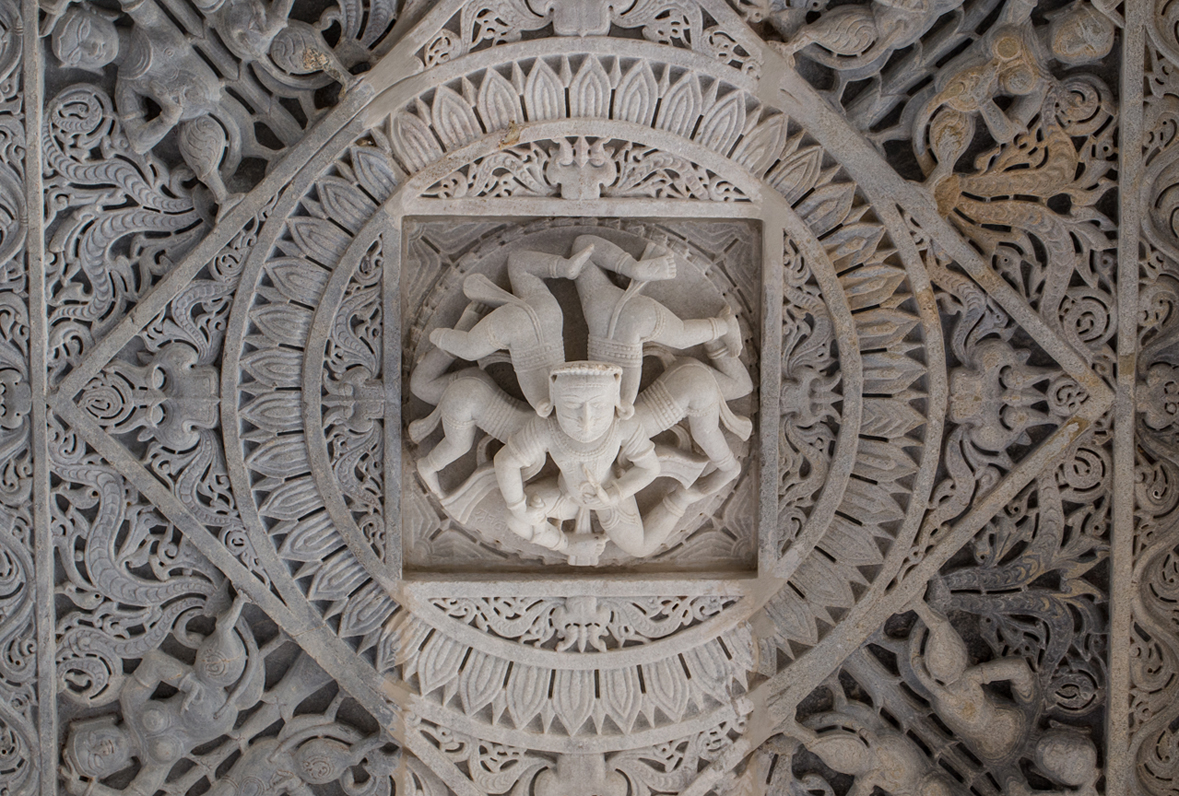 Representation of akichaka, a bearded man with five bodies representing fire, water, heaven, earth and air.