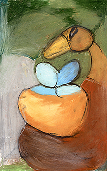 Bird and Blue Eggs , 2003 Soft pastel on paper, Framed 11 ¾ x 18 ½ in.
