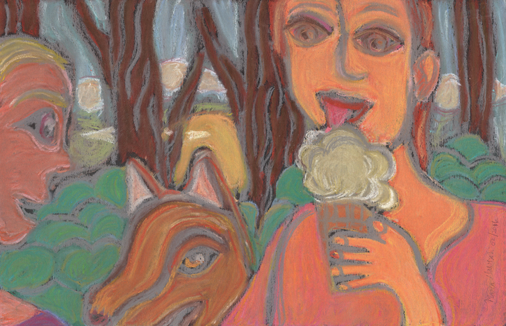 Enjoying Some Ice Cream , 2015 Soft pastel on paper, Framed