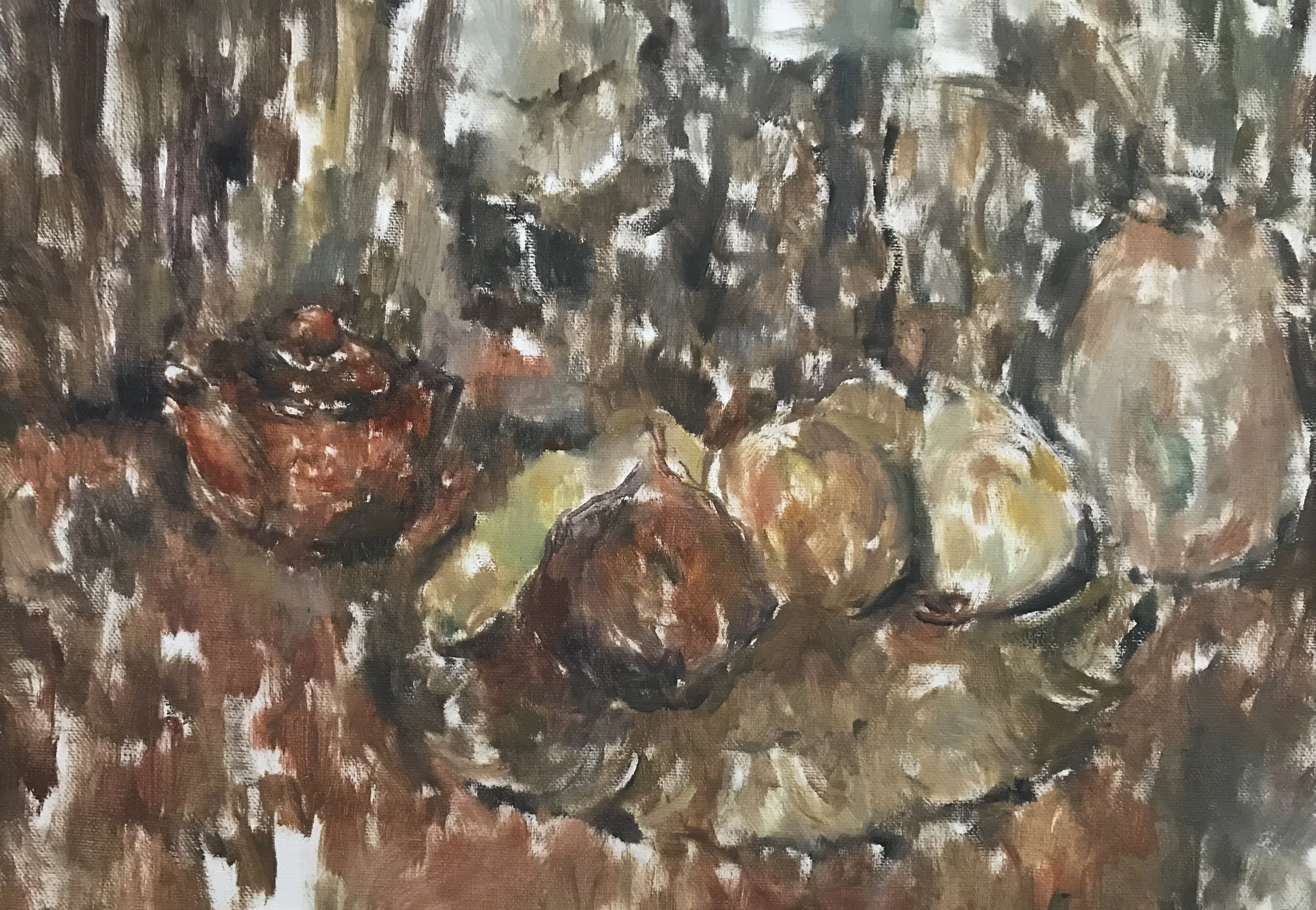 Still life with teapot and pears IV