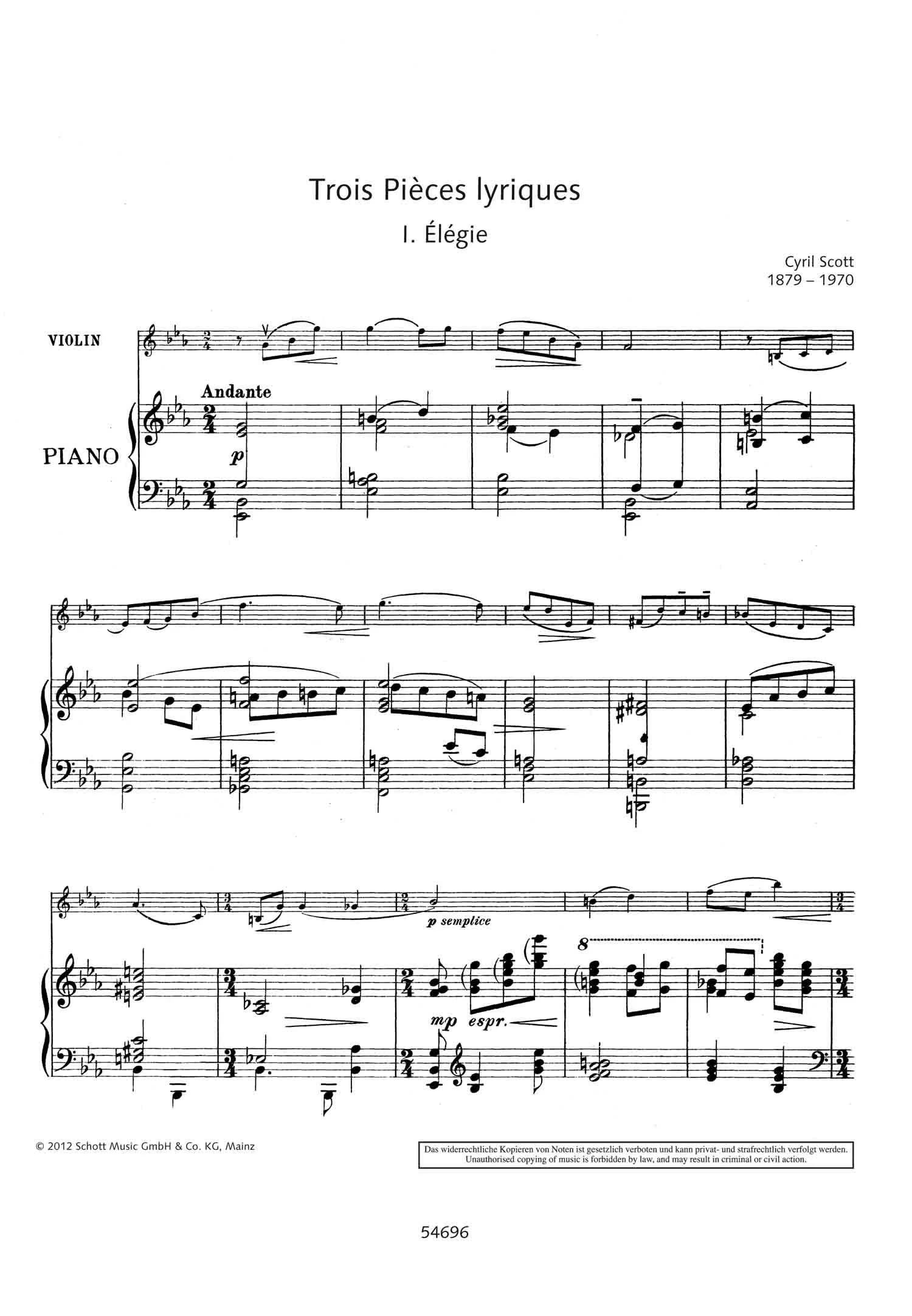 Trois pièces lyriques - Elegie