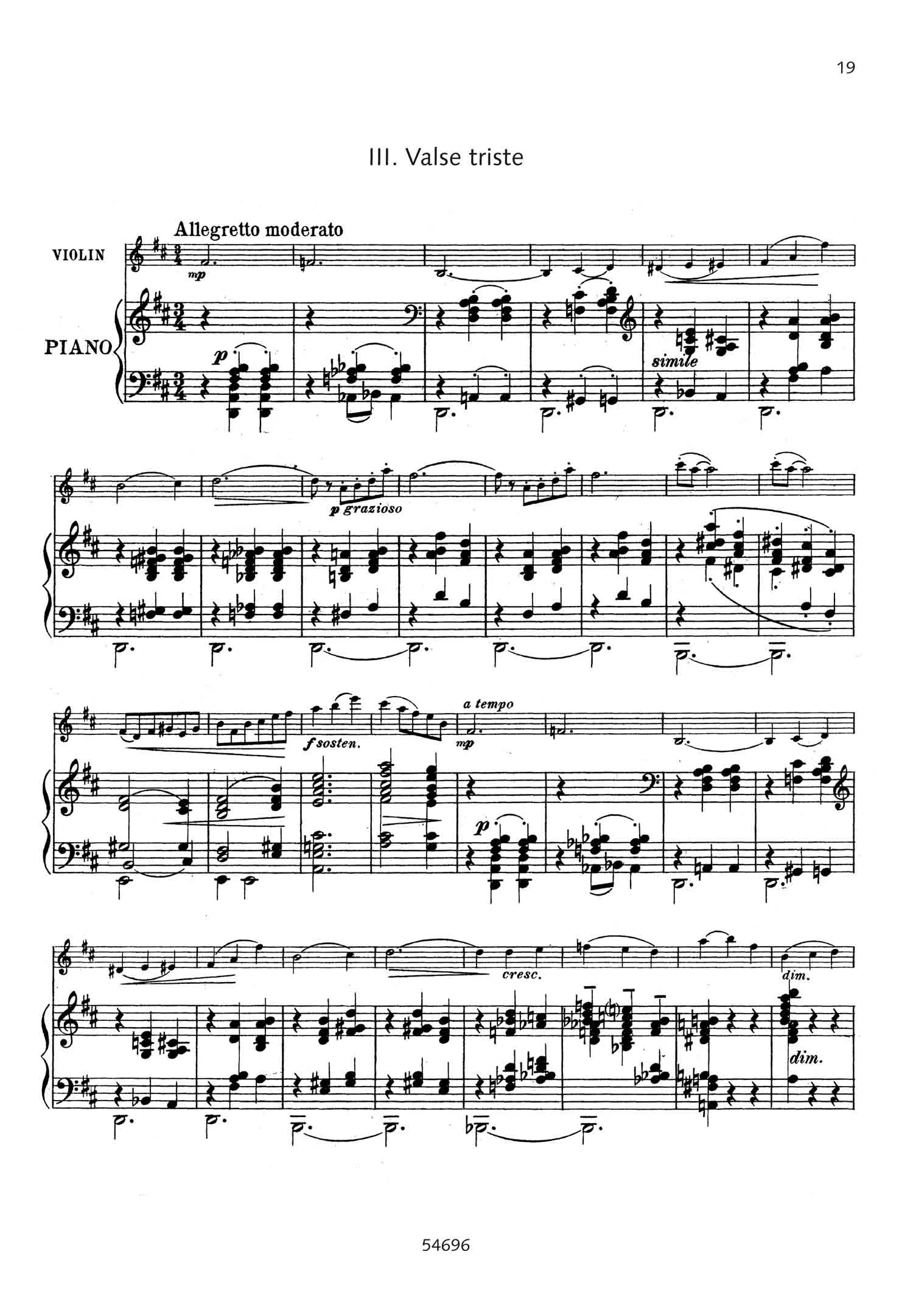 Trois pièces lyriques: Valse Triste
