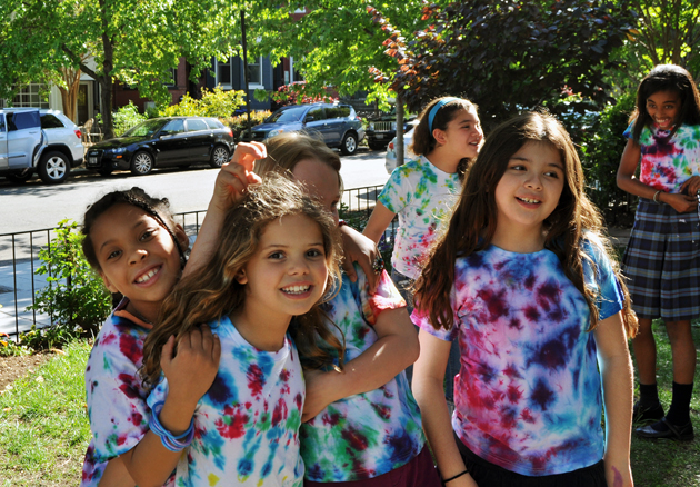  Students with their tie-dyed t-shirts&nbsp; 