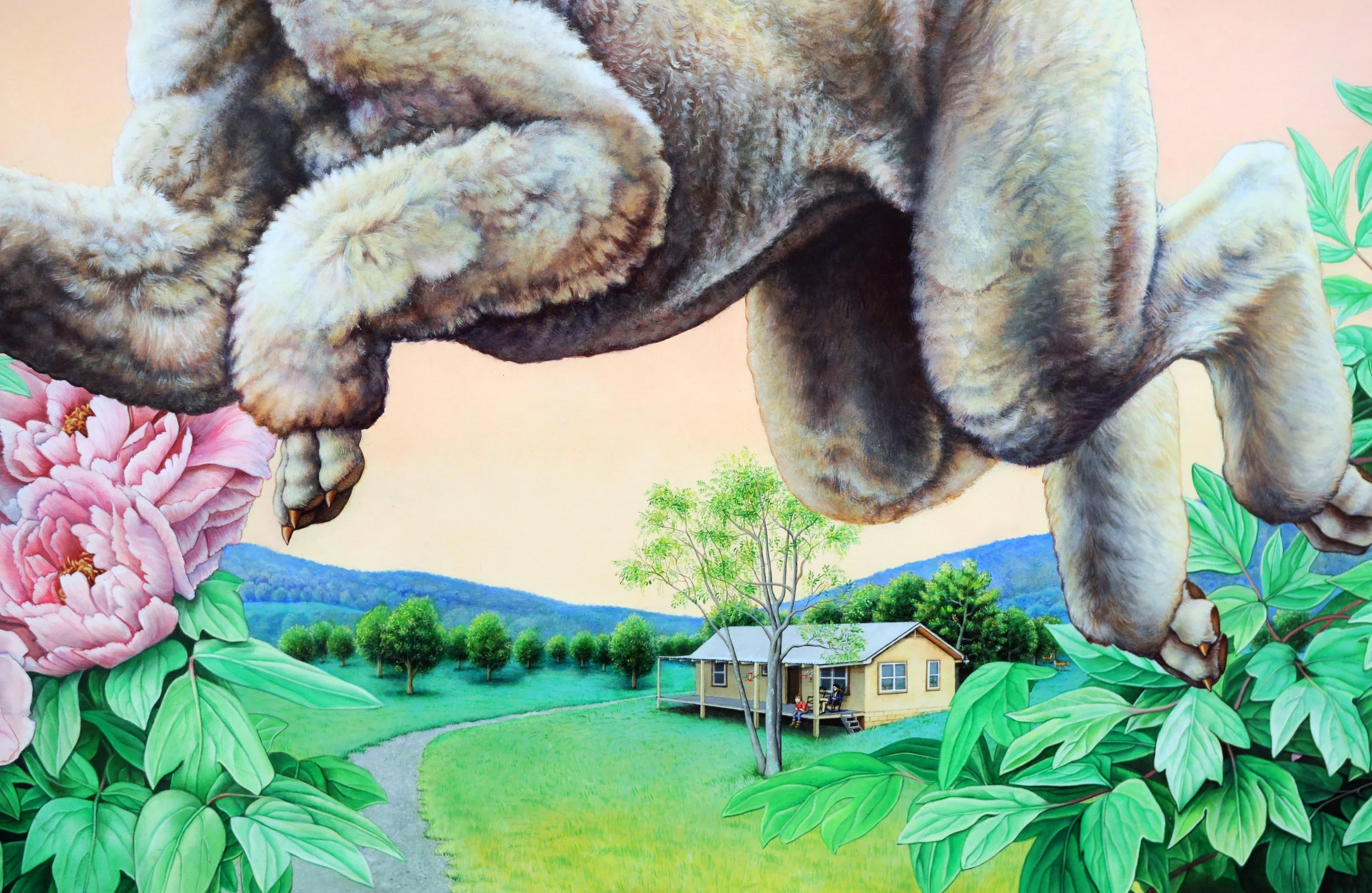 Detail from Happy Poodle, Acrylic on Stonehenge, 44" x 36", 2017