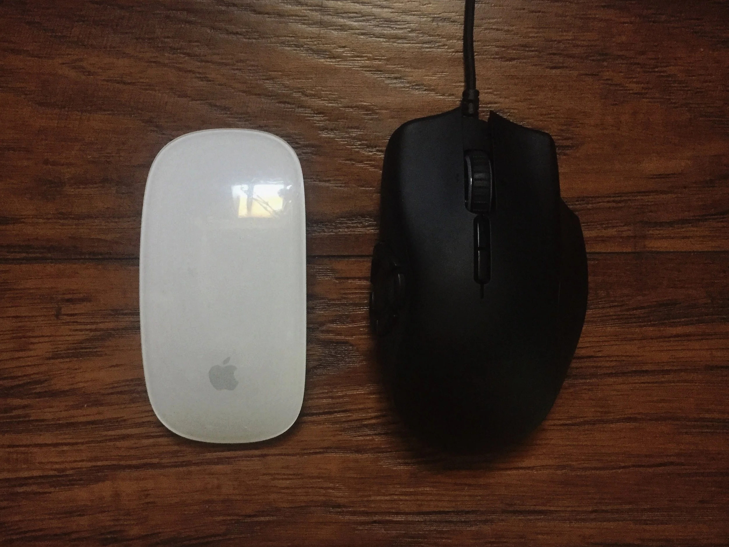 Mac mouse and Razer Naga size comparison. Click to enlarge.