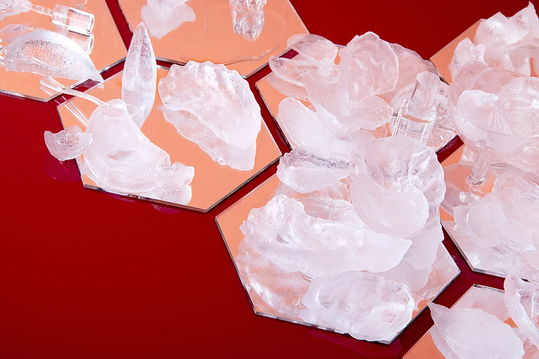 Amarus Ends, 2018. A sculptural still life comprised of over 100 moulded and cast elements. The piece separates into an edition of ten and sold piecemeal.