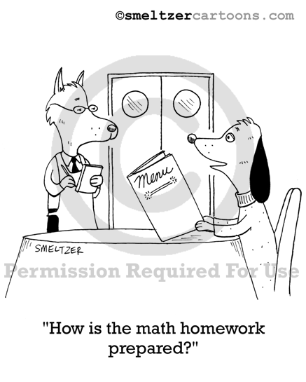 Dog Dining On Homework Cartoon - 