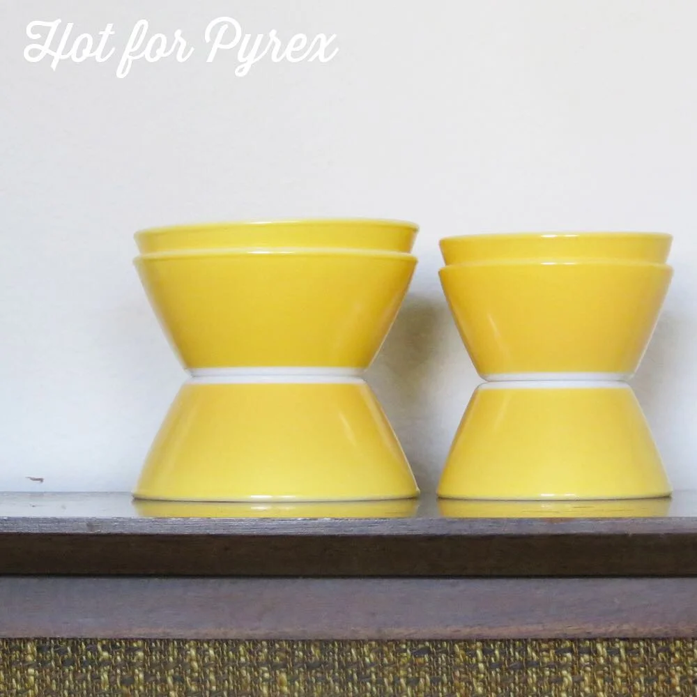 Day 54 of 100 - Sometimes it is the little things … Like these little ramekins! These opal ramekins were produced in a 6 & 10oz sizes, and were available in yellow and turquoise. Anyone have these in a color other than the yellow and turquoise colors? #100hfp #hotforpyrex #rarepyrex #love #pyrexlove #pyrexpassion #htfpyrex #pyrexaddict #pyrexproblems #pyrexporn