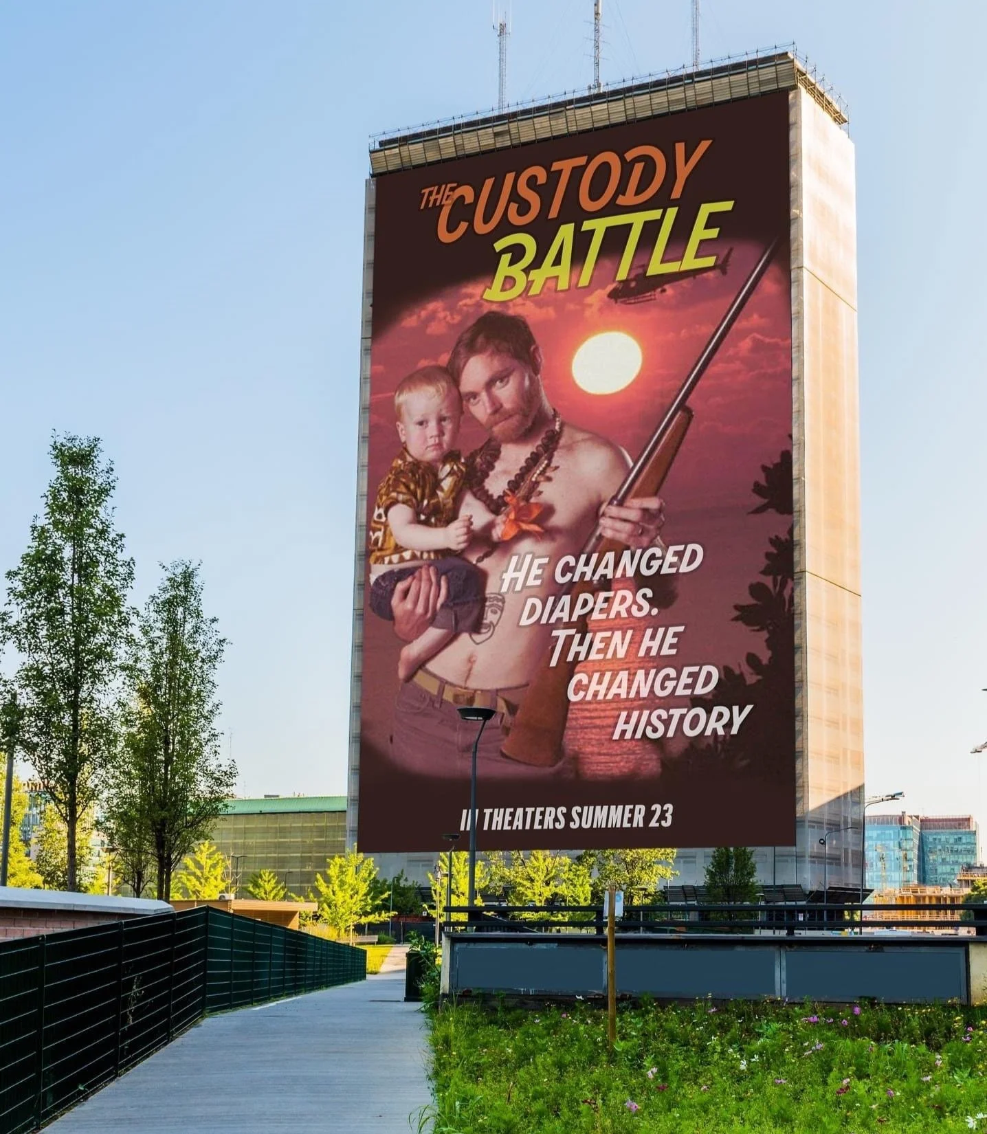  This "Action Movie" Name Winner:  Lesly Pyle  Movie:  “The Custody Battle”    The "Provocative Tagline" Winner:  Dan Kutler  Tagline:  “He Changed Diapers. Then He Changed History.”  