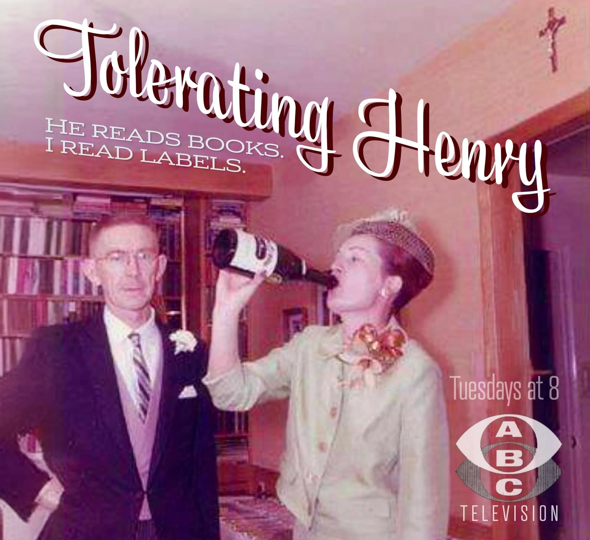  Double Tap! (When you win both parts of a contest, it's called a "Double Tap." The rarest of SOTO wins.)  This "60s Sitcom" Name Winner:  Lesly Pyle  Sitcom:  “Tolerating Henry”   It's "Descriptive Line" Winner:  Lesly Pyle  Description:  “He Reads 