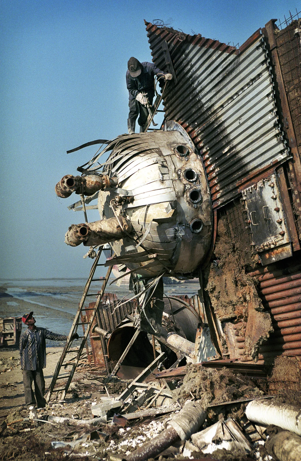 Workers on shipbreaking yards disassemble every piece of a ship