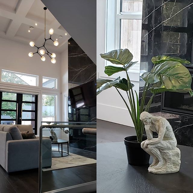 I'm a sucker for soaring ceilings and sexy stonework...
&bull; &bull; &bull;
This was a fun staging project, not only because of the glorious space we got to style, but more importantly, because we got to work with such genuinely cool home builders @