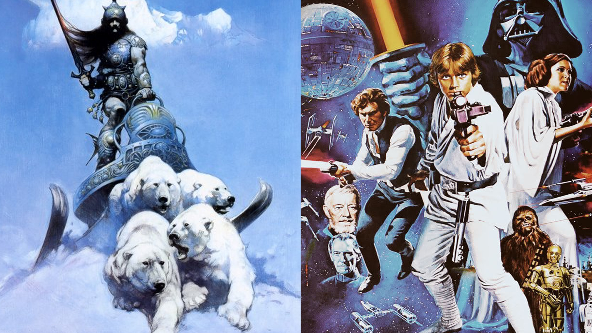 Arte de Frank Frazetta e arte promocional de Star Wars