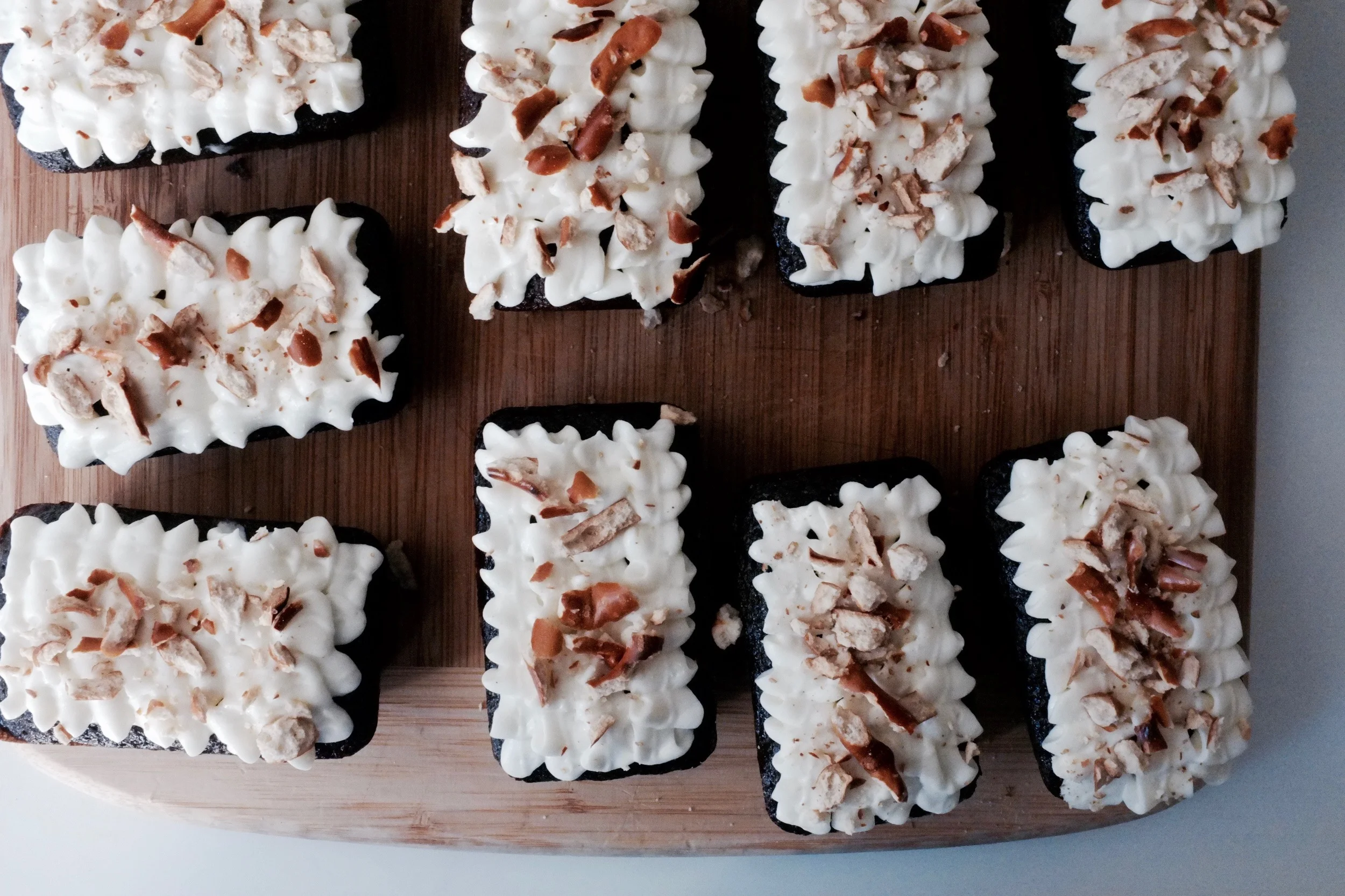 Guinness Cake with Cream Cheese Frosting (And Pretzels!)