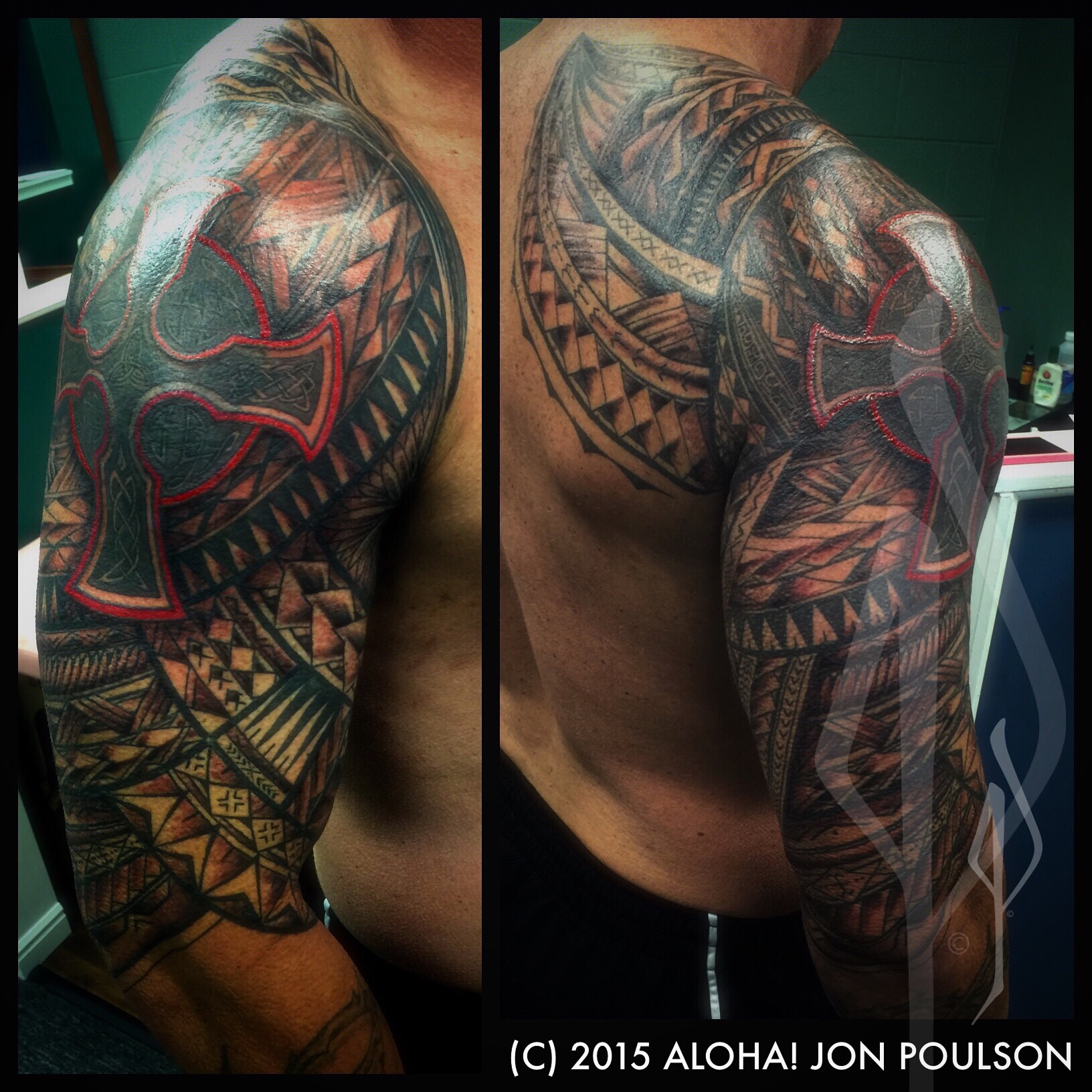 Freehand Polynesian Cover-up Tattoo by Jon Poulson
