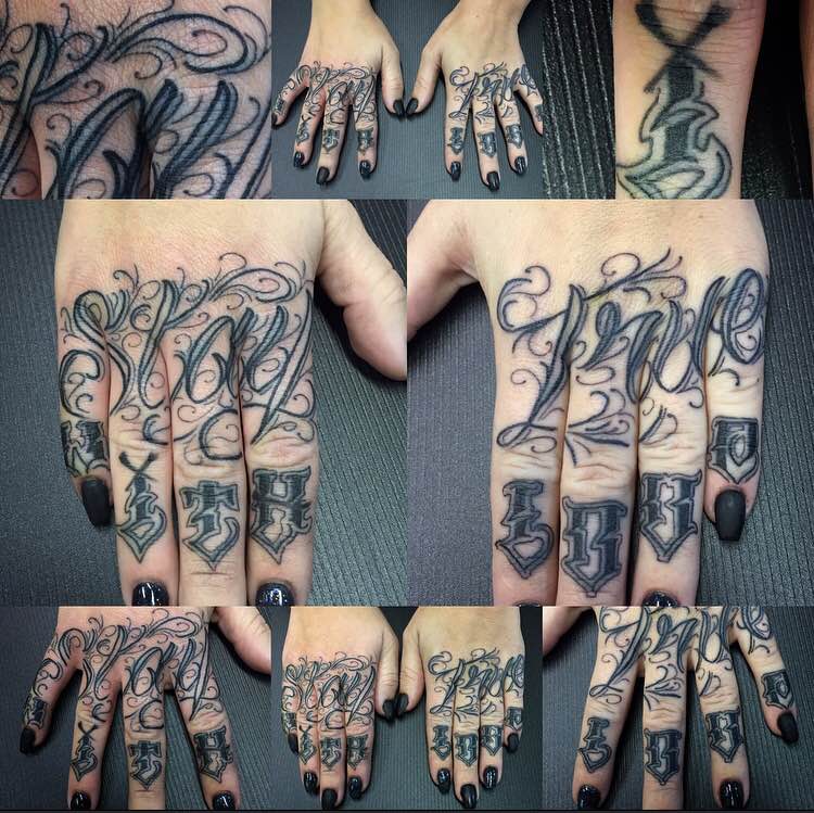Freehand Script Knuckle Tattoo by Luke Jensen - Aloha Salt Lake Tattoos