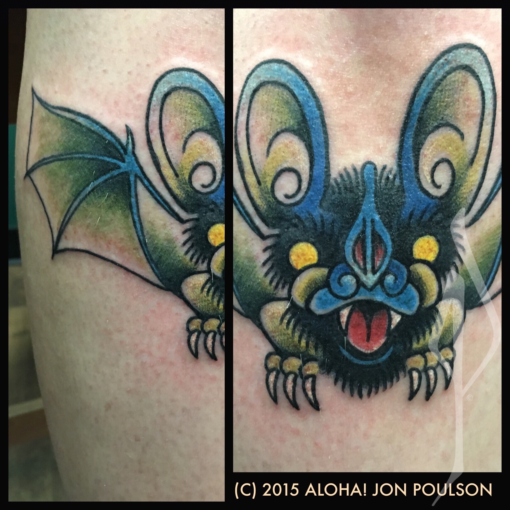 Traditional Bat Tattoo by Jon Poulson - Aloha Salt Lake Tattoos