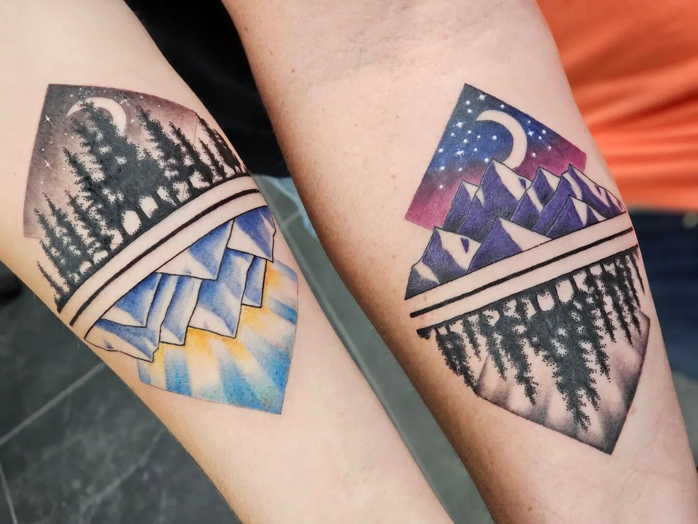 Mother and son tattoos.