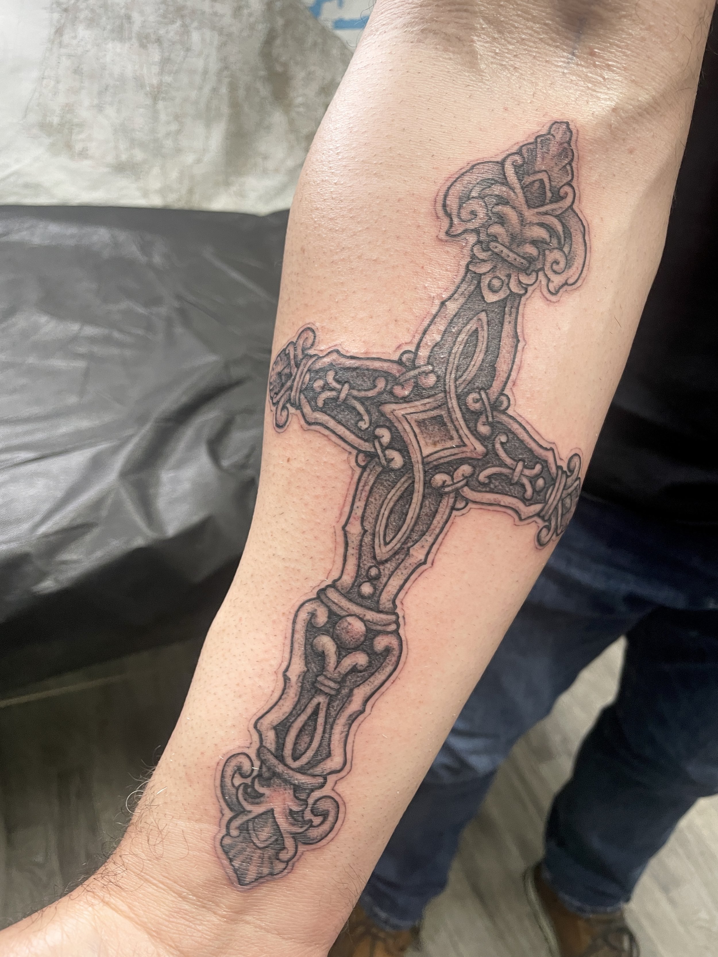 Freehand Celtic Cross Tattoo