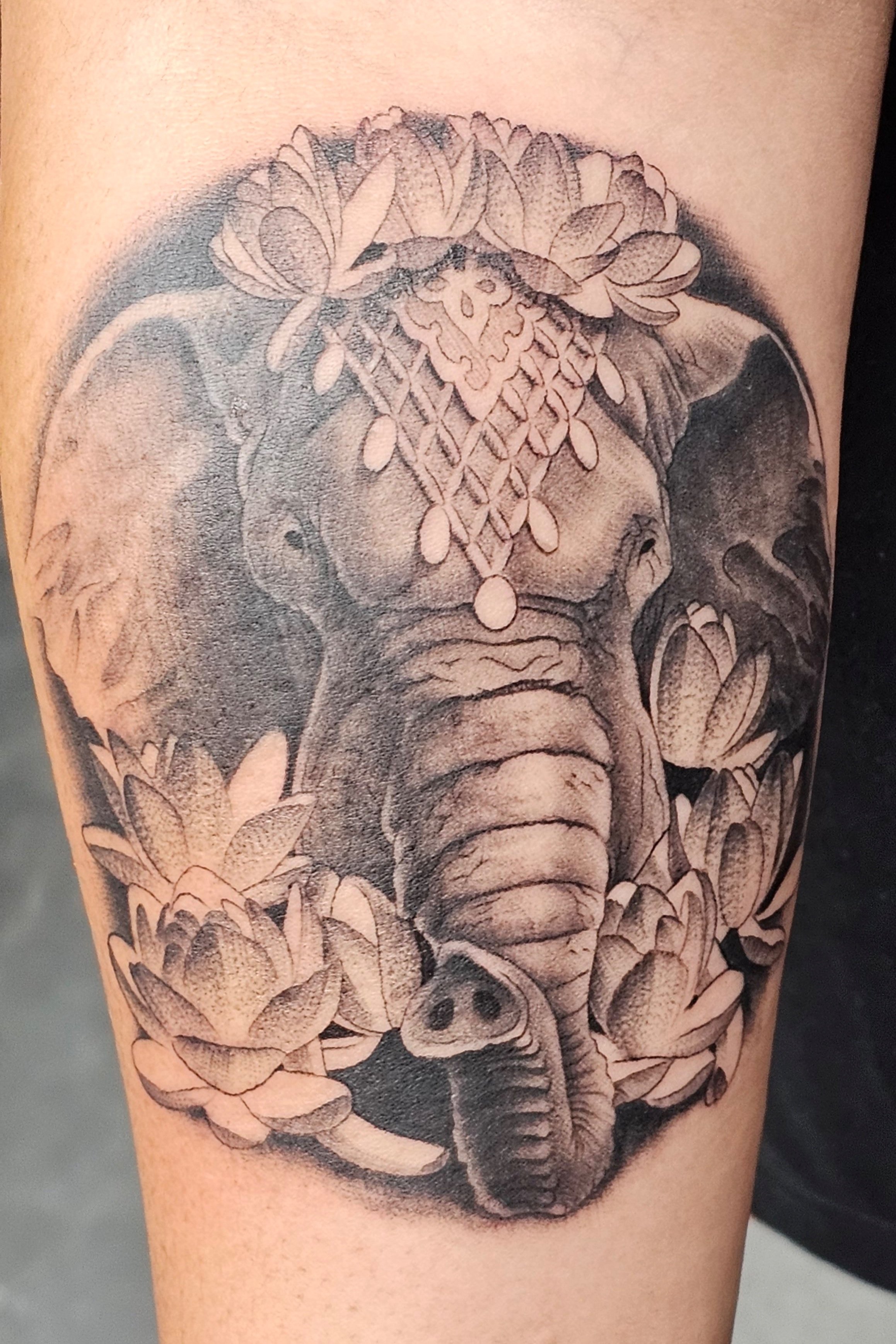 Ornamental Elephant Tattoo