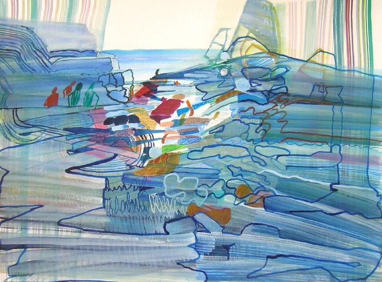 Cascade Sea , 2017, Watercolor on Paper, Josette Urso