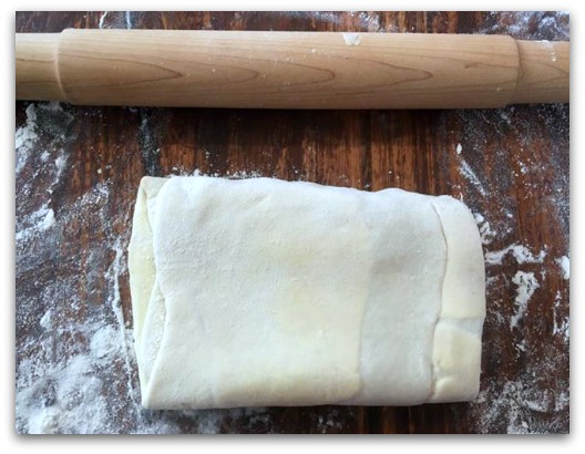 You can see the layer of butter here. I can also see bubbles in the dough indicating that the strong sourdough starter is still active.