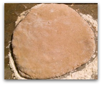 Roll dough into circle, wrap, and chill.