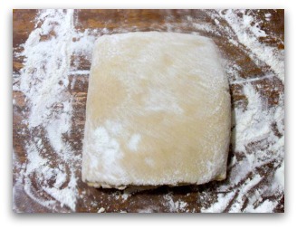 Dough in thirds.