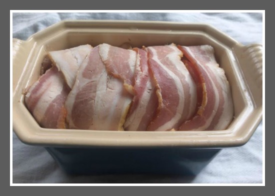 Terrine in vessel prior to cooking.
