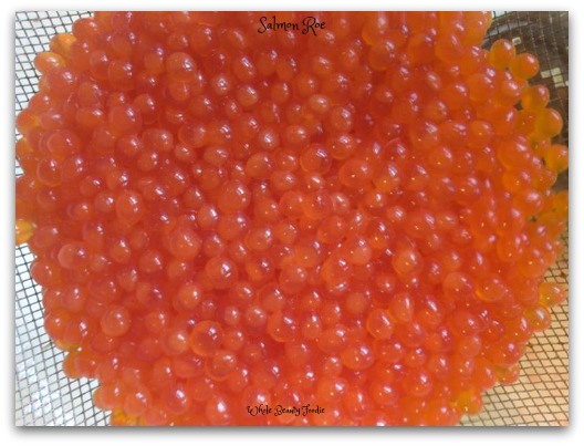 Salmon Roe, rinsed and strained.