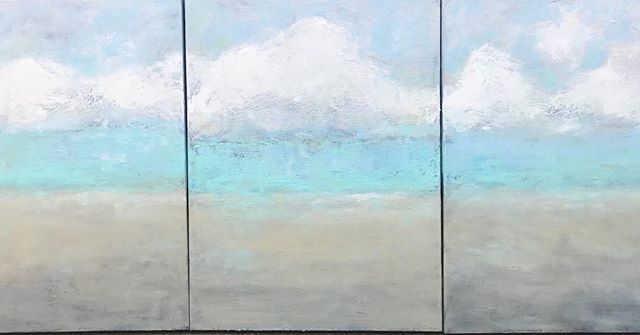 New beach tryptic oil on canvas
#beach
#interiordesign
#hapmtonhomes
#beachart