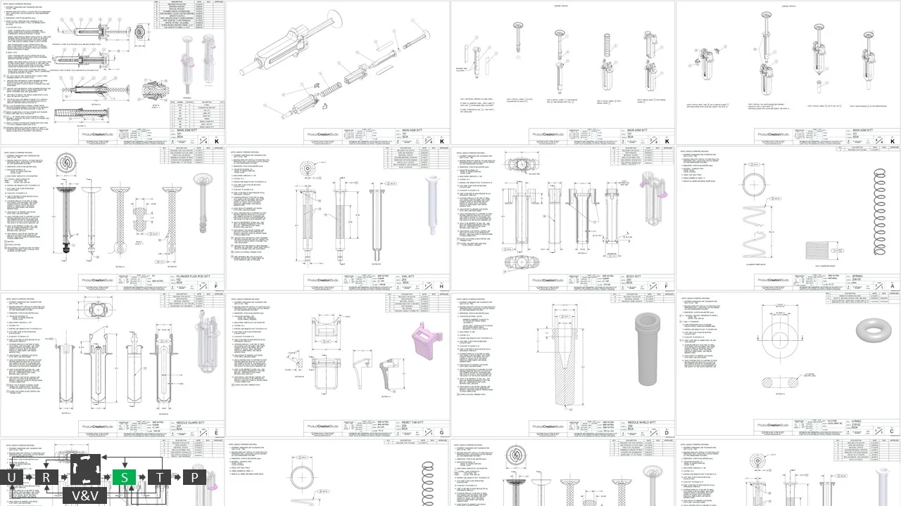 Design specification packet (3D CAD, drawing, and BOM)
