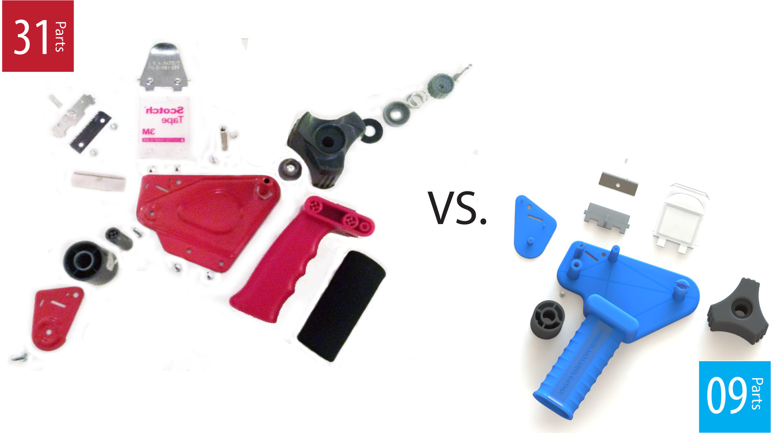   Number of parts : My design has 22 fewer parts while maintaining the same functionally.&nbsp;&nbsp; 