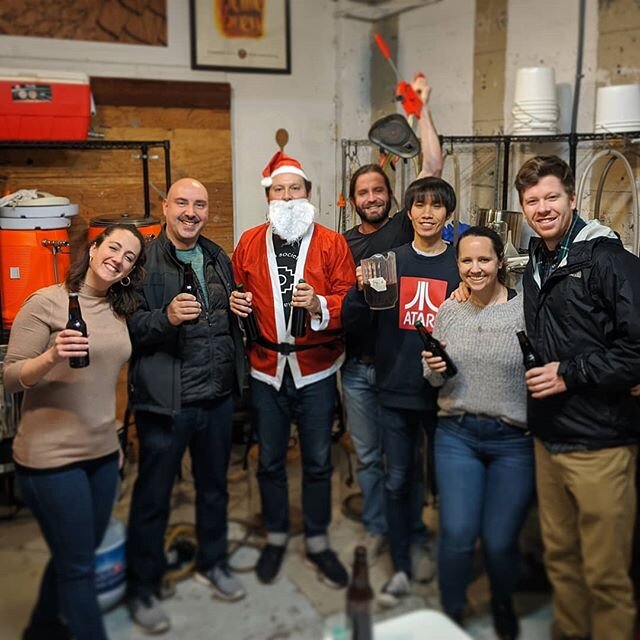 Santa showed up to help bottle tonight. A Xmas Ale, a Blonde, and an Oatmeal Stout. Great work everyone! #BrewItYourselfSF