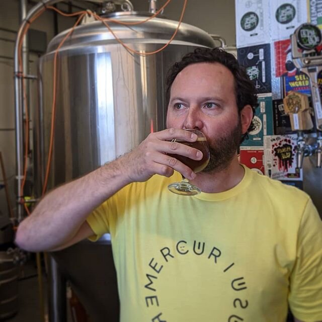 Drinking the first pour of Mercurius legit on tap. Join us Thursday 6p-9p at @alphaacidbrewingco to enjoy our Roasted Banana + Donut Bread Pudding Weizenbock for one night only. You can actually pay us money for beer! (well Alpha Acid technically).