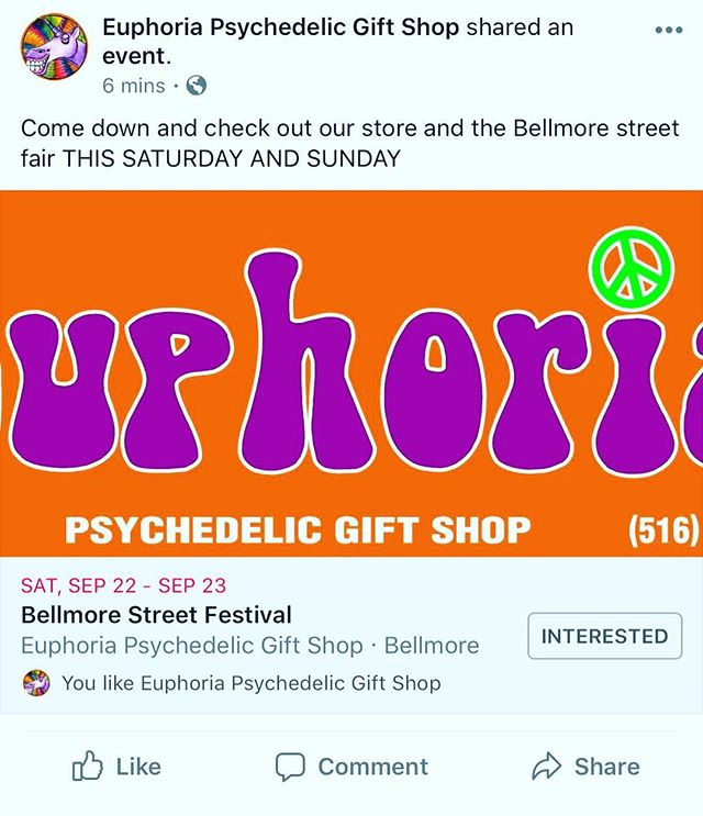 COME DOWN THIS WEEKEND TO OUR ANNUAL BELLMORE STREET FESTIVAL 
10% off everything and more 
CHECK OUT OUR BOOTH AND OUR STORE FOR MORE DEALS &bull;
&bull;
@euphoriabellmore #bellmore #streetfair #420 #710 #cbd #glass #incense #tshirts #smellproof #we
