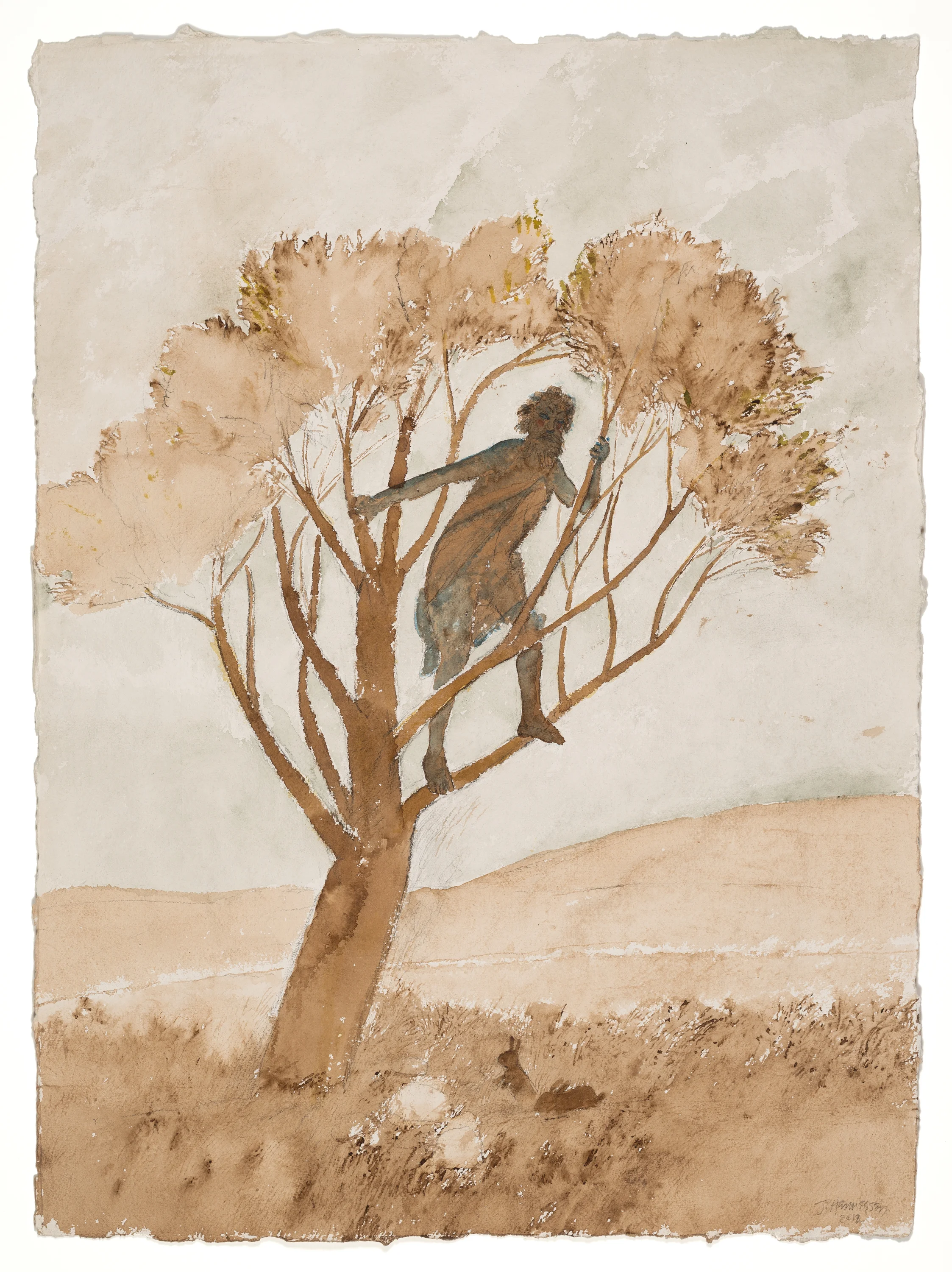 Sweeney Erect, 2012, mixed media on paper, 22"x30"