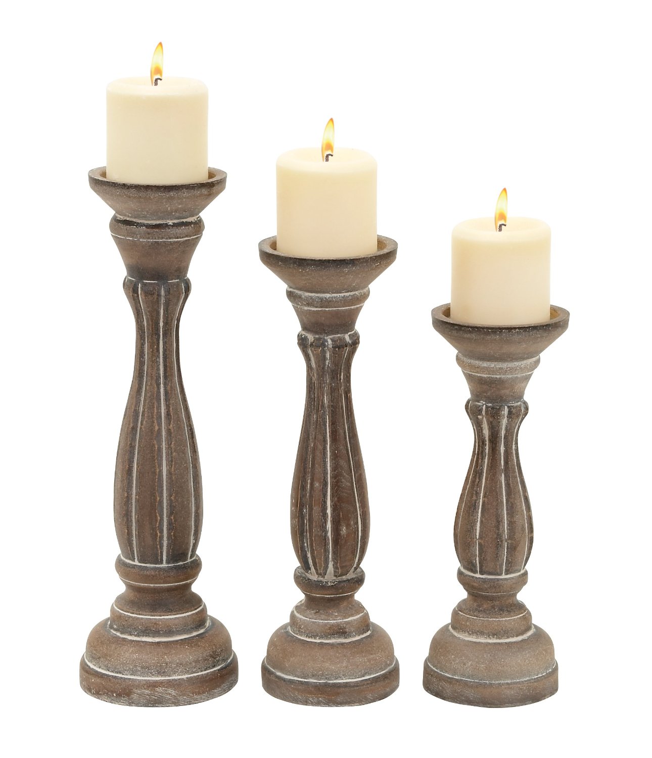 Wooden Candle Sticks (Set of Three)