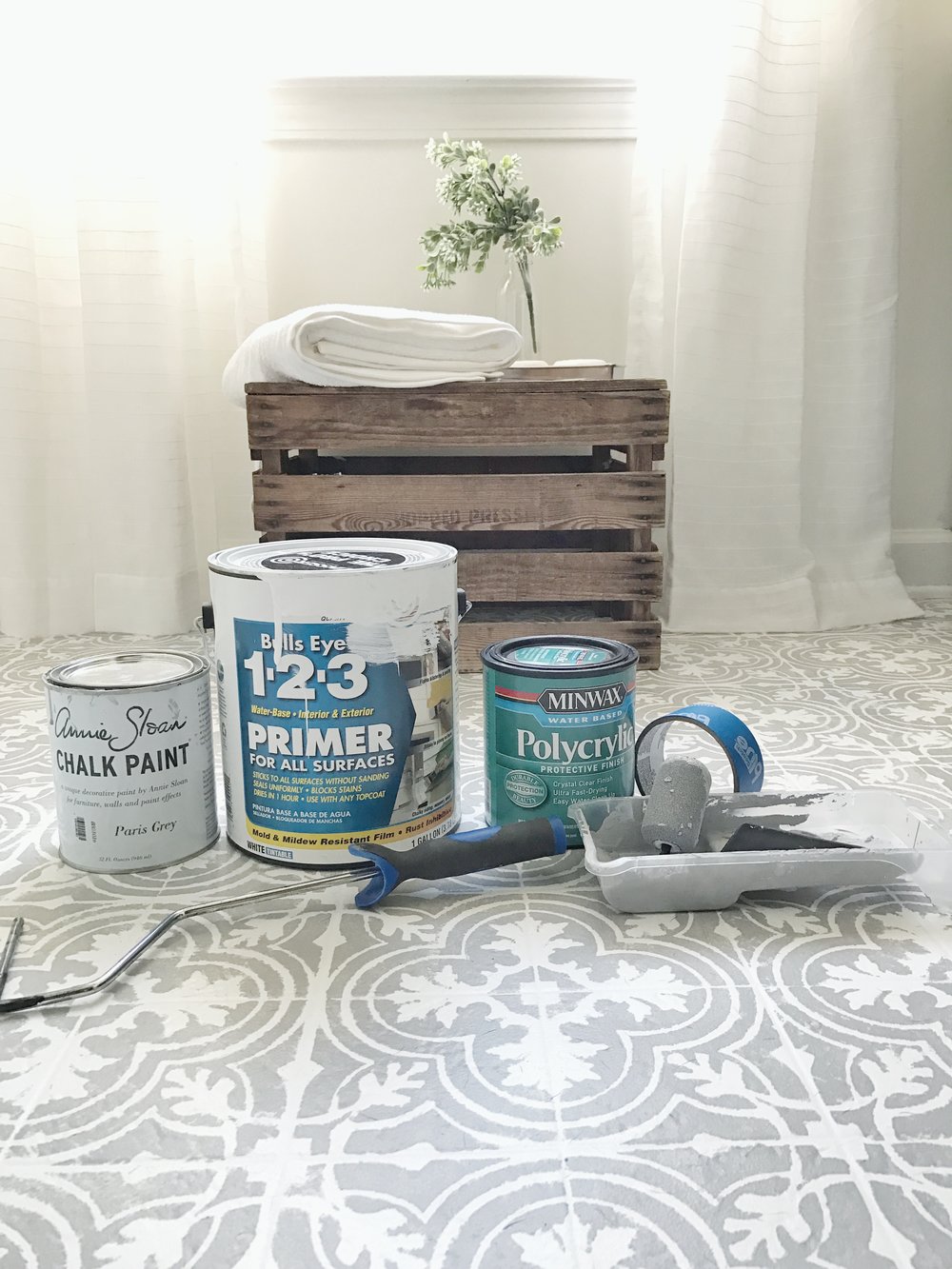 Plum Pretty Decor Design Cohow To Paint Your Linoleum Or Tile Floors To Look Like Patterned Cement Tiles Full Tutorial