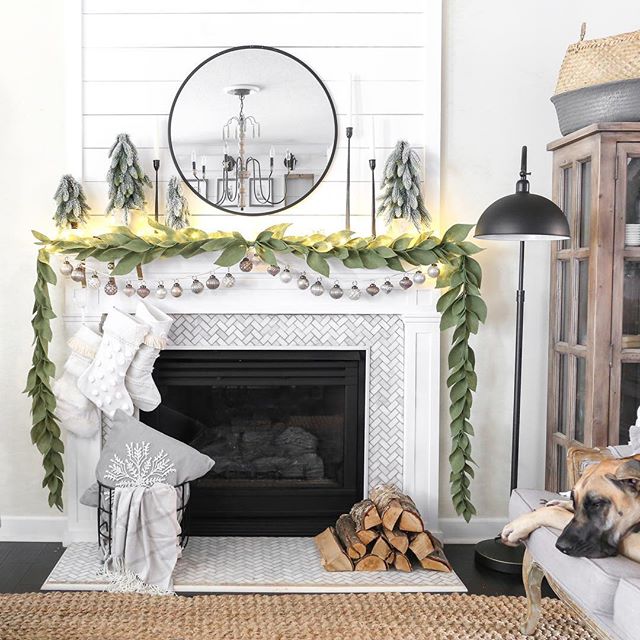 Simple, cozy, and Charlotte approved! 
I had so much fun creating this look with @Joann_stores. You see that garland?! It&rsquo;s felt and I did a full tutorial on how to make it. You see those gorgeous stockings?! I made them from craft stockings an