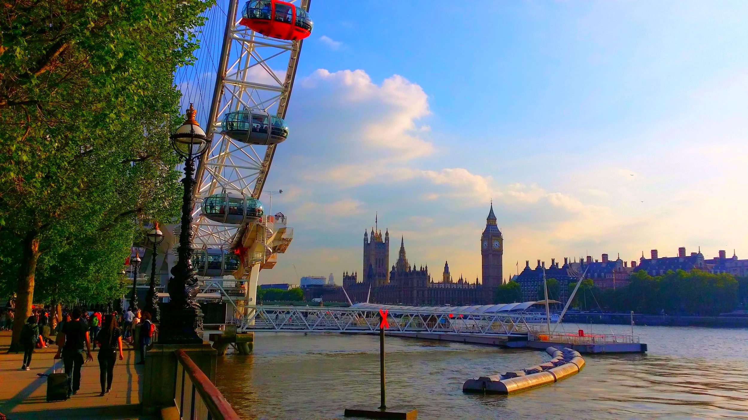 View from the London Eye across the Thames to the Houses of Parliament