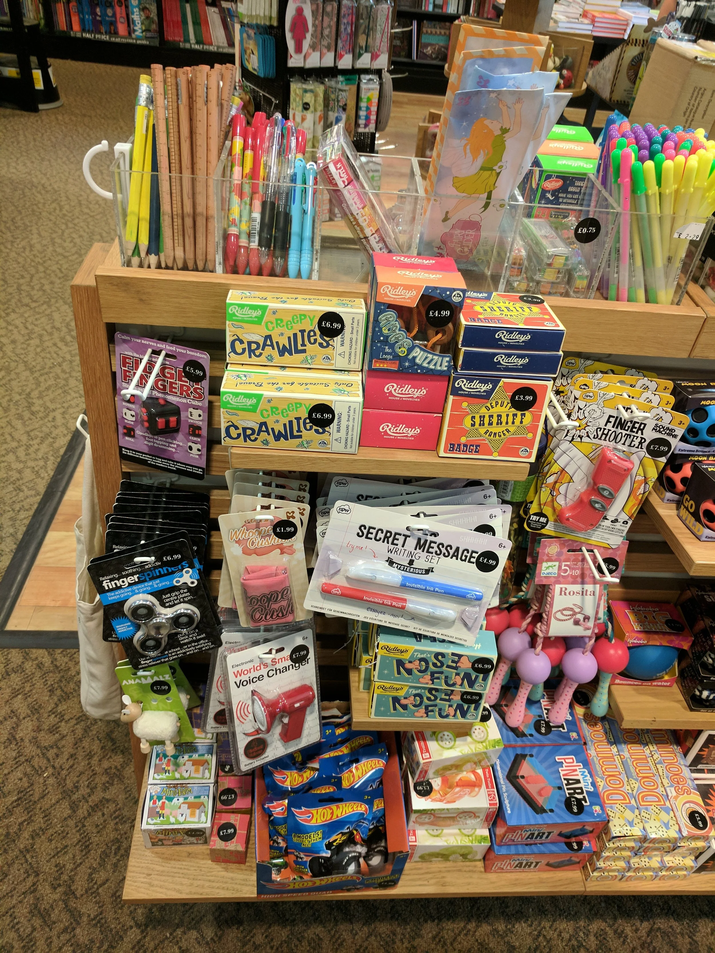 Toys, games and novelties started off as just ten per cent of the Waterstones' in-store range. This section has been increased massively in the last eighteen months in a desperate attempt to subsidise pitiful book sales.